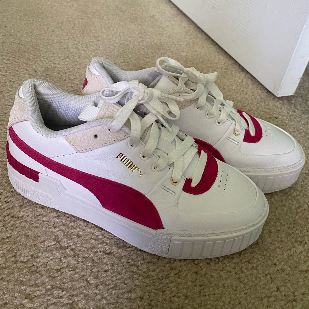 White and Pink Puma Sneakers
